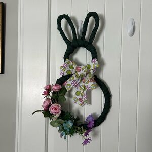 Floral Bunny Wreath with Bow